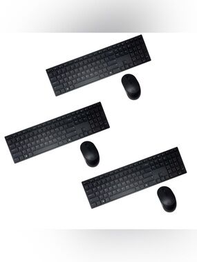 Lot of 3 NEW Dell Pro Wireless Keyboard & Mouse Combo Black KM5221WBKB-US